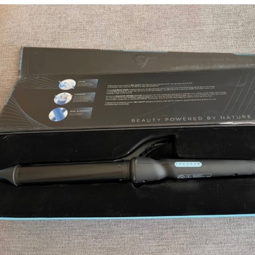BIO IONIC Black Multi Heat Long Barrel Styler Pro Curling Iron 1.25